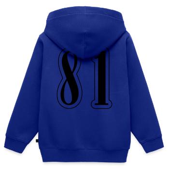 81 Symbole numérique - Sweat Premium à capuche zippé enfant bio - bleu roi - Dos - AI Model Kid Male (0cm)