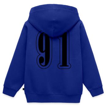 91 Symbole numérique - Sweat Premium à capuche zippé enfant bio - bleu roi - Dos - AI Model Kid Male (0cm)