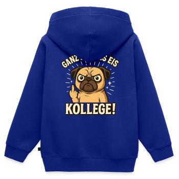 Carlin, majeur, très mince collègue de glace - Sweat Premium à capuche zippé enfant bio - bleu roi - Dos - AI Model Kid Male (0cm)