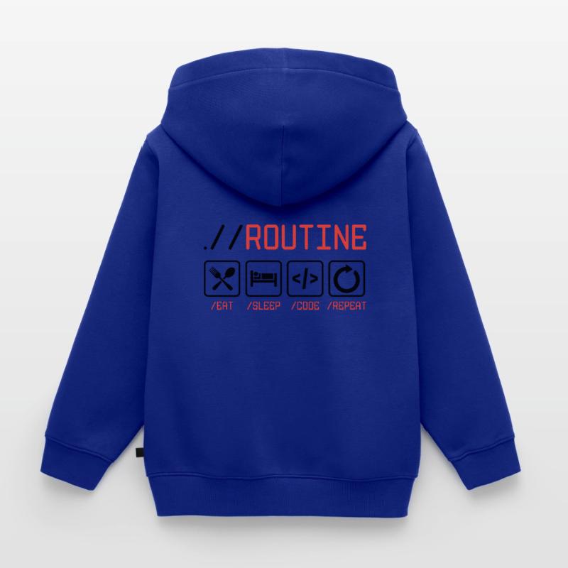 Routine Eat Sleep Code Repeat Software Developer C Kinder Premium Organic Zip Hoodie