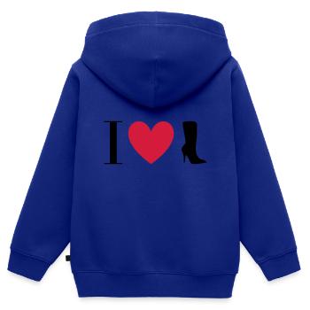 ★ Designfarben änderbar ★ I love Stiefel - Kinder Premium Organic Zip Hoodie - Royalblau - Hinten - AI Model Kid Male (0cm)