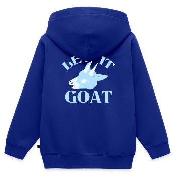 laisse-le chèvre avec un jeu de mots drôle - Sweat Premium à capuche zippé enfant bio - bleu roi - Dos - AI Model Kid Male (0cm)