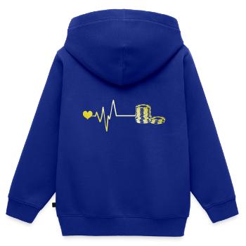 Poker jeton pouls coeur amour - Sweat Premium à capuche zippé enfant bio - bleu roi - Dos - AI Model Kid Male (0cm)