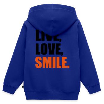 Smile - Kids Premium Organic Zip-up Hoodie - royal blue - Back - AI Model Kid Male (0cm)
