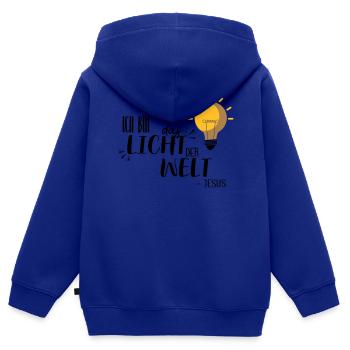 Ich bin das Licht - Kinder Premium Organic Zip Hoodie - Royalblau - Hinten - AI Model Kid Male (0cm)