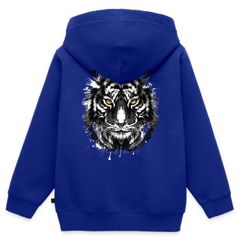 Retro Tiger - Katze - Schöne Augen - Kinder Premium Organic Zip Hoodie - Royalblau - Hinten - AI Model Kid Male (0cm)