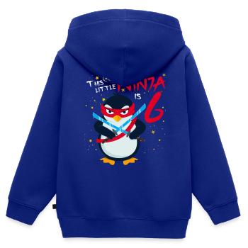 Dieser Ninja ist 6 Jahre Pinguin 6. Geburtstag - Kinder Premium Organic Zip Hoodie - Royalblau - Hinten - AI Model Kid Male (0cm)