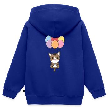 Cat flies upwards with colorful balloons - Kids Premium Organic Zip-up Hoodie - royal blue - Back - AI Model Kid Male (0cm)