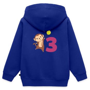 Affe dritter Geburtstag Luftballons Affen Kinder - Kinder Premium Organic Zip Hoodie - Royalblau - Hinten - AI Model Kid Male (0cm)