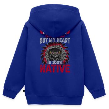 Indianisches Zitat Darf ich nicht - Kinder Premium Organic Zip Hoodie - Royalblau - Hinten - AI Model Kid Male (0cm)