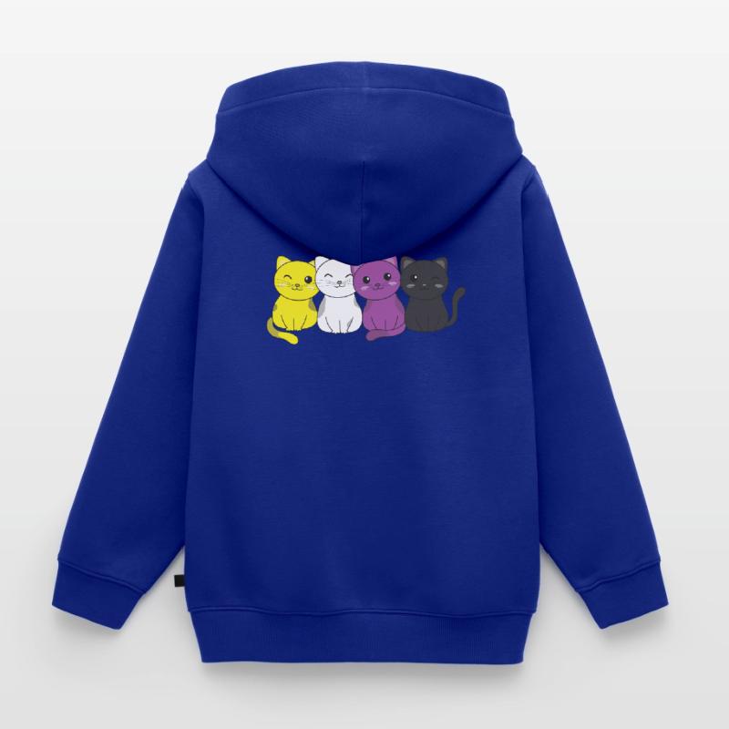 Nonbinary Flag Non Binary Pride LGBTQ cute cat Kids Premium Organic Zip-up Hoodie