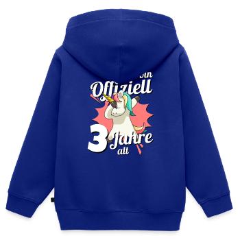 3. Geburtstag Dabbendes Einhorn Kindergeburtstag - Kinder Premium Organic Zip Hoodie - Royalblau - Hinten - AI Model Kid Male (0cm)