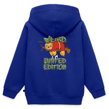 Cool Cartoon Sloth - Édition Limitée - Dicton - Sweat Premium à capuche zippé enfant bio - bleu roi - Dos - AI Model Kid Male (0cm)