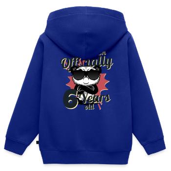 J’ai officiellement 6 ans - Panda Birthday - Sweat Premium à capuche zippé enfant bio - bleu roi - Dos - AI Model Kid Male (0cm)
