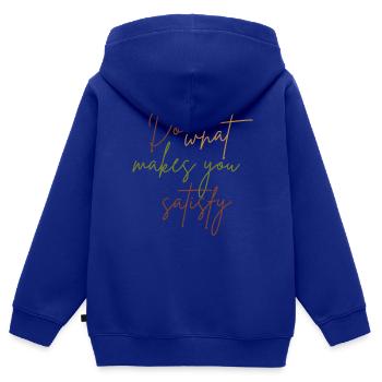 Glücklich machen - Kinder Premium Organic Zip Hoodie - Royalblau - Hinten - AI Model Kid Male (0cm)