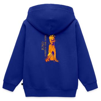Reine des Dieux - Junon - Sweat Premium à capuche zippé enfant bio - bleu roi - Dos - AI Model Kid Male (0cm)