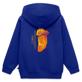 Déesse de la moisson - Cérès - Sweat Premium à capuche zippé enfant bio - bleu roi - Dos - AI Model Kid Male (0cm)