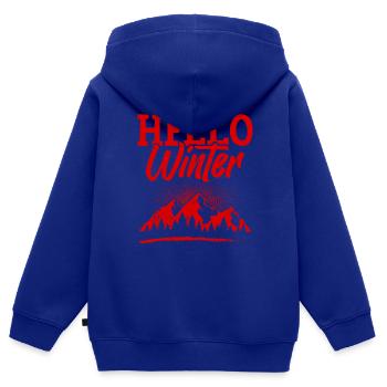 Hello Winter - Kinder Premium Organic Zip Hoodie - Royalblau - Hinten - AI Model Kid Male (0cm)