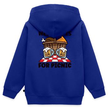 Picnic Lover Pique-Panier de nourriture Date de pique- - Sweat Premium à capuche zippé enfant bio - bleu roi - Dos - AI Model Kid Male (0cm)