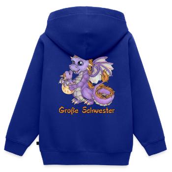 Große Schwester Niedlicher Drache Geschwister Paar - Kinder Premium Organic Zip Hoodie - Royalblau - Hinten - AI Model Kid Male (0cm)