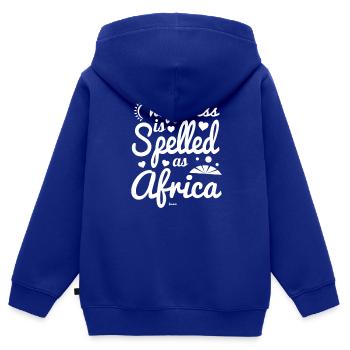glücklich und zufrieden in Afrika - Kinder Premium Organic Zip Hoodie - Royalblau - Hinten - AI Model Kid Male (0cm)