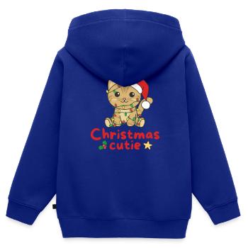 Katze Weihnachten Katzen Christmas Cutie - Kinder Premium Organic Zip Hoodie - Royalblau - Hinten - AI Model Kid Male (0cm)