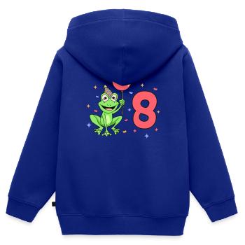 With frog - children's birthday 8 years - Kids Premium Organic Zip-up Hoodie - royal blue - Back - AI Model Kid Male (0cm)
