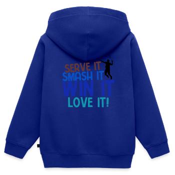 Badminton - Kinder Premium Organic Zip Hoodie - Royalblau - Hinten - AI Model Kid Male (0cm)