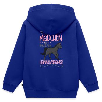 Coole Mädchen reiten Hannoveraner - Kinder Premium Organic Zip Hoodie - Royalblau - Hinten - AI Model Kid Male (0cm)