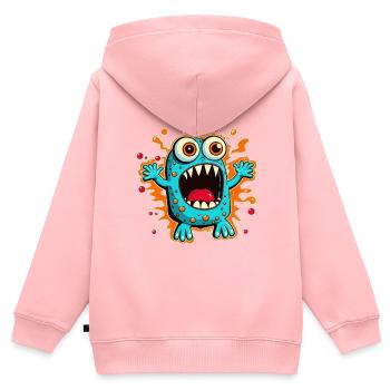 Monster Crash - Cooles blaues Monster - Kinder Premium Organic Zip Hoodie - Rosa - Hinten - AI Model Kid Female (0cm)