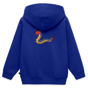 Mille-pattes Kawaii - Sweat Premium à capuche zippé enfant bio - bleu roi - Dos - AI Model Kid Male (0cm)