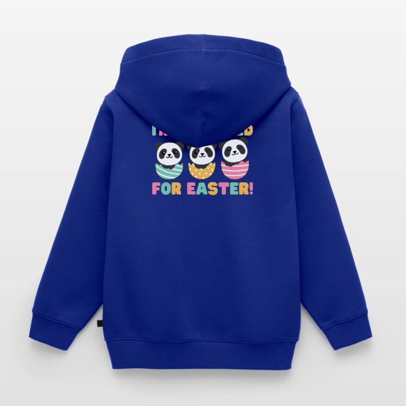 cute pandas for Easter with Easter eggs panda Kids Premium Organic Zip-up Hoodie