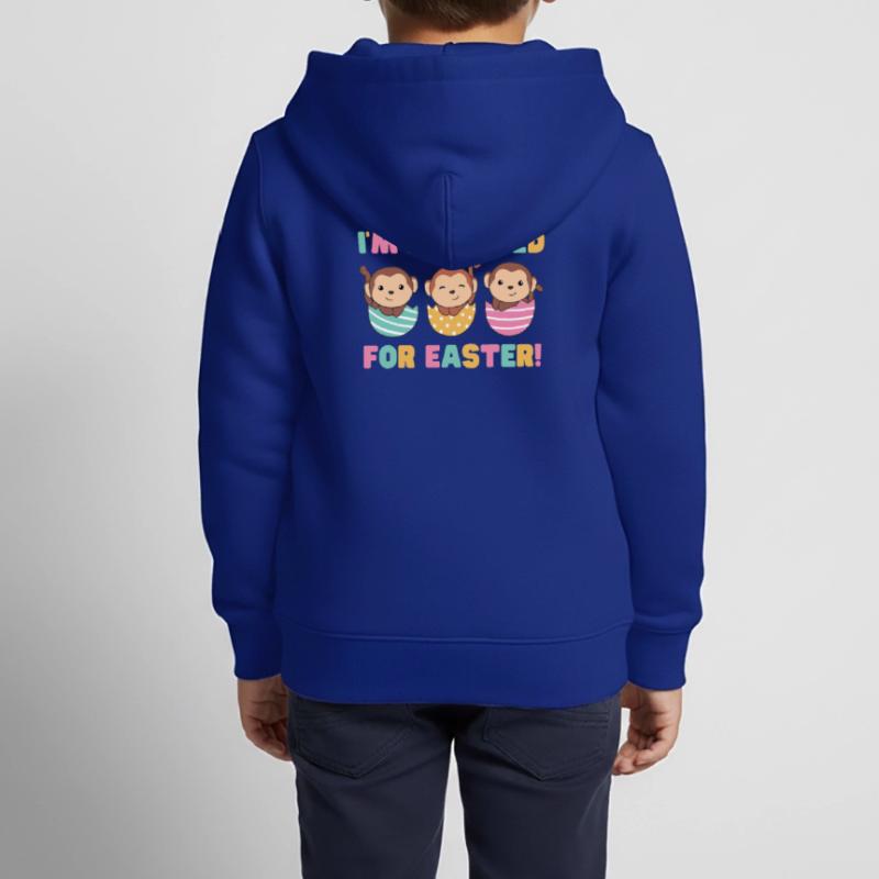 cute monkeys at Easter with Easter eggs monkey Kids Premium Organic Zip-up Hoodie