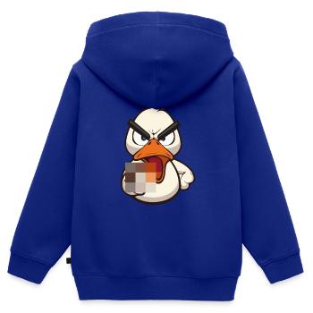 Esquivez-vous! Drôle de canard censuré avec un doigt d’honneur - Sweat Premium à capuche zippé enfant bio - bleu roi - Dos - AI Model Kid Male (0cm)