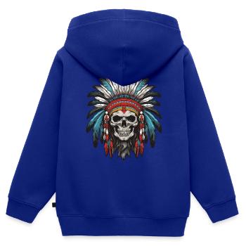 Apache Indianer Häuptling Totenkopf - Kinder Premium Organic Zip Hoodie - Royalblau - Hinten - AI Model Kid Male (0cm)