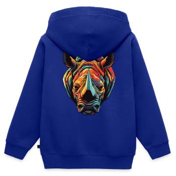 Nashorn Portrait - Kinder Premium Organic Zip Hoodie - Royalblau - Hinten - AI Model Kid Male (0cm)