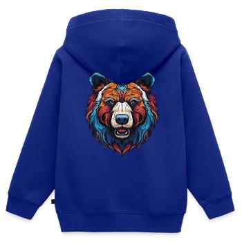 Bär Portrait - Kinder Premium Organic Zip Hoodie - Royalblau - Hinten - AI Model Kid Male (0cm)