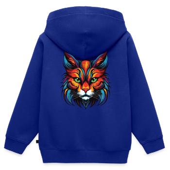 Tête de portrait de chat - Sweat Premium à capuche zippé enfant bio - bleu roi - Dos - AI Model Kid Male (0cm)