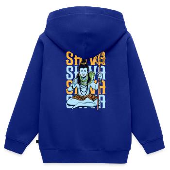 Dieu hindou - Shiva - Sweat Premium à capuche zippé enfant bio - bleu roi - Dos - AI Model Kid Male (0cm)