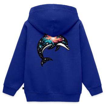 Dolphin Space Galaxy Universum - Kinder Premium Organic Zip Hoodie - Royalblau - Hinten - AI Model Kid Male (0cm)