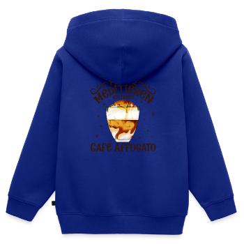Meditieren und Café Affogato - Kinder Premium Organic Zip Hoodie - Royalblau - Hinten - AI Model Kid Male (0cm)