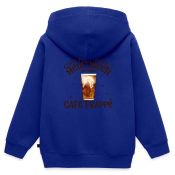 Meditieren und Café Frappé - Kinder Premium Organic Zip Hoodie - Royalblau - Hinten - AI Model Kid Male (0cm)