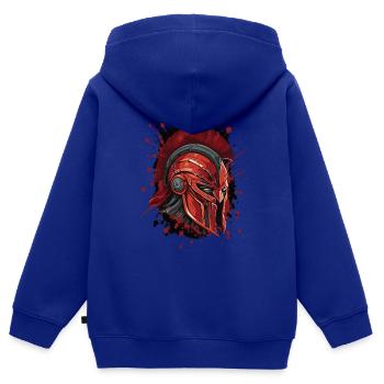 Casque Spartiate Tête Portrait Mythologie - Sweat Premium à capuche zippé enfant bio - bleu roi - Dos - AI Model Kid Male (0cm)