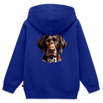 Visage de chien - German Shorthair - Sweat Premium à capuche zippé enfant bio - bleu roi - Dos - AI Model Kid Male (0cm)