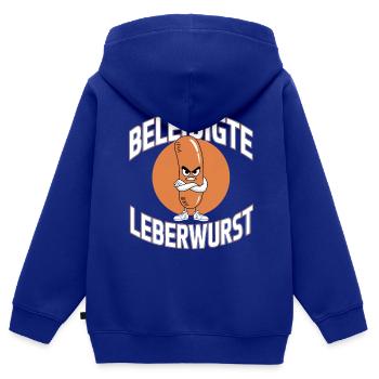 Funny Offended Liverwurst Graphic - Kids Premium Organic Zip-up Hoodie - royal blue - Back - AI Model Kid Male (0cm)