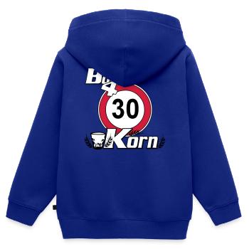 30.Geburtstag , Born for Korn (25) - Kinder Premium Organic Zip Hoodie - Royalblau - Hinten - AI Model Kid Male (0cm)