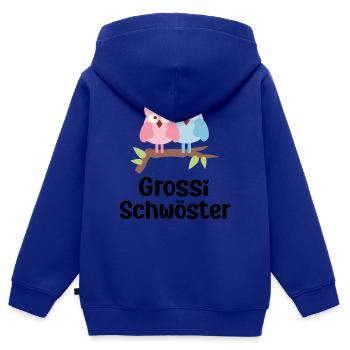 Grossi Schwöster Schweizdeutsch Schweiz - Kinder Premium Organic Zip Hoodie - Royalblau - Hinten - AI Model Kid Male (0cm)