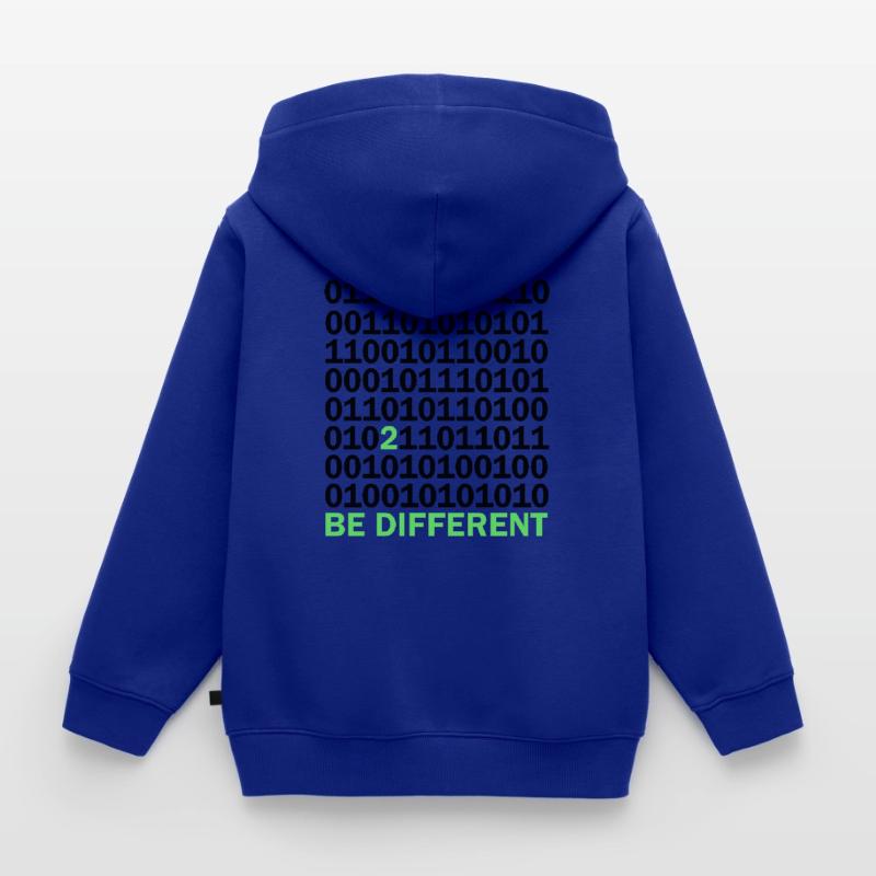 Cadeau Be Different Binary Code Nerd Sweat Premium à capuche zippé enfant bio