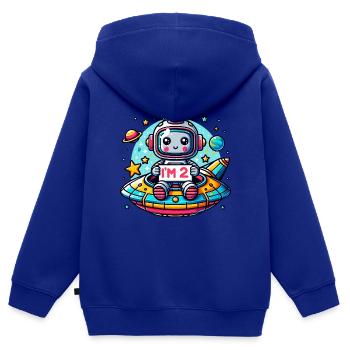 Ich bin 2 Jahre zweiter Geburtstag - Kinder Premium Organic Zip Hoodie - Royalblau - Hinten - AI Model Kid Male (0cm)