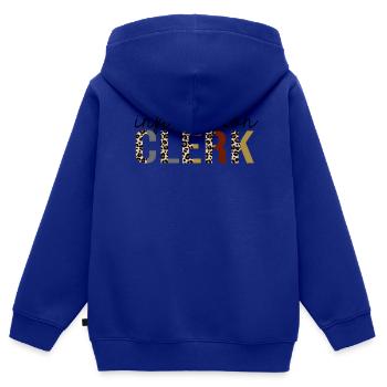 Information Clerk Leopard Print Funny - Kids Premium Organic Zip-up Hoodie - royal blue - Back - AI Model Kid Male (0cm)